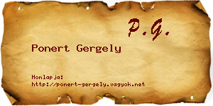 Ponert Gergely névjegykártya